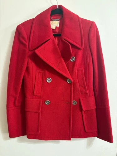Cappotto donna Michael Kors rosso misto lana doppiopetto pea