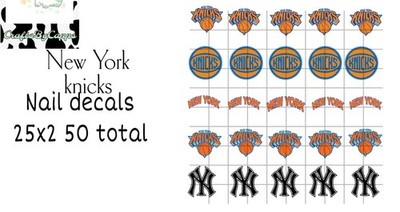 New York Knicks NBA  Waterslide Nail Decals Set Of 50 Instructions Bonus KC