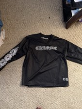 Chrome Hearts Men's Black Mesh V-Neck Long Sleeve Jersey M Graphic Logo