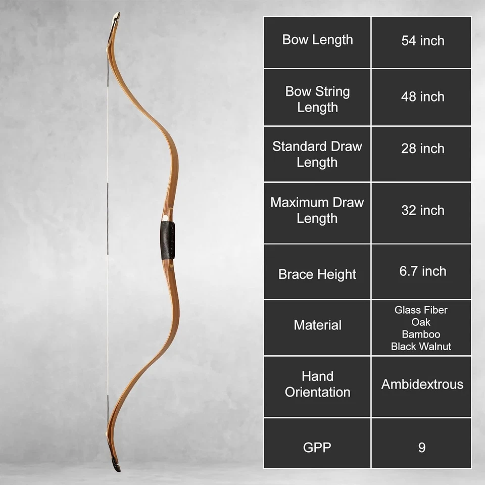 AF Archery Oak Tatar Bow 54" Traditional Recurve Bow Laminated Horse Bow Mounted - Image 2 of 4