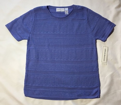 Neu mit Etikett Alfred Dunner Damenpullover periwinkle blau Rundhalsausschnitt Größe S - Bild 1 von 2