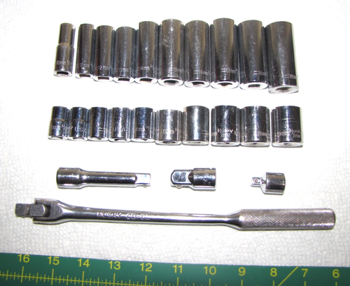 Husky 3/8 Drive Metric 6pt Socket Set 24pcs - Made in USA - Lot SC-08