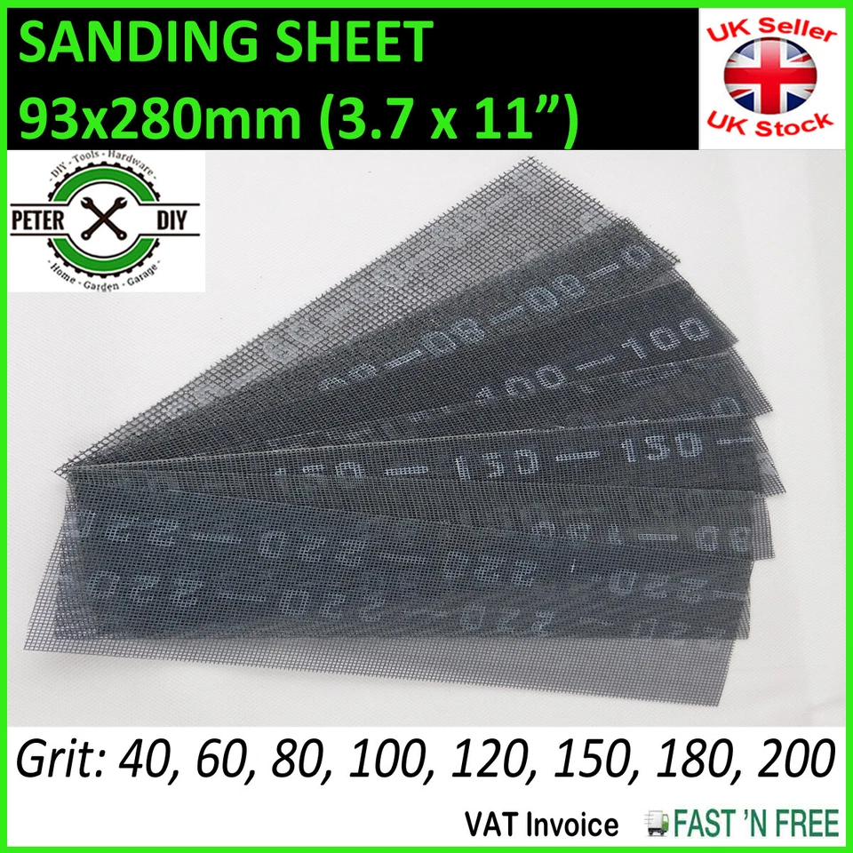 Sanding Sheet Abrasive Mesh Plaster Finish Hand Sander Screen Strips 93x280mm