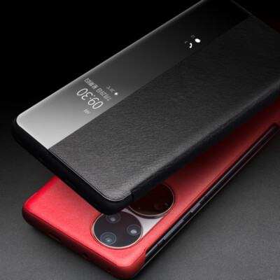 Genuine Leather Auto Sleep Flip Case Cover f Huawei P50 P40 P30 P20 Mate 40 Pro+