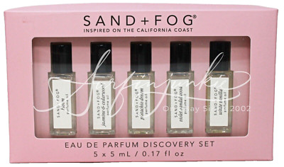 Sand + Fog Eau De Parfum Discovery Set Mini Rollerball Travel .17oz 5pc Assorted