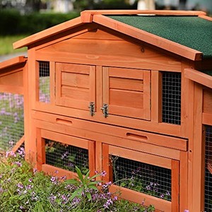 Limited to 30 sets Two Floors Wood Rabbit Hutch Outdoor 