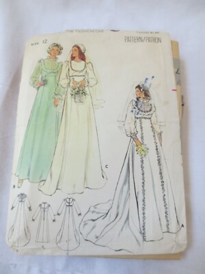 Butterick pattern 4887 Misses Size12 Bridal Gown 1970's | eBay