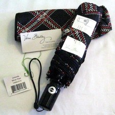 Vera Bradley MINSK LARGE Umbrella w/ Sleeve COMPACT 4 Purse TOTE BLACK Red NWT