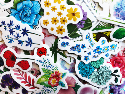 Watercolour Flowers Vinyl Sticker - Waterproof 5 Inch Bumper & Laptop Decal