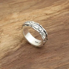 Real 925 Sterling Silver Ring Auspicious Cloud Rotation Size 8 9 10 11