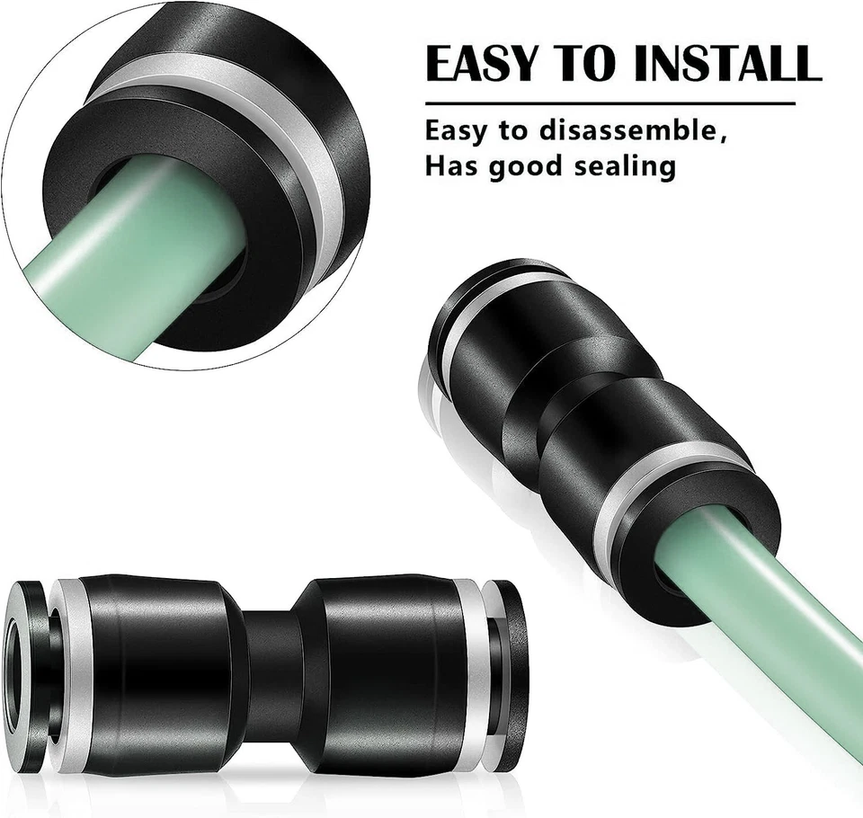 Push to Connect Fittings Nylon Air Line Pneumatic Kit Fits OD 3/8 Inch 20 Pcs - Image 4 of 4