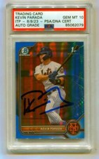 Kevin Parada 2022 Bowman Chrome Draft Blue Refractor /150 Signed PSA 10 Auto