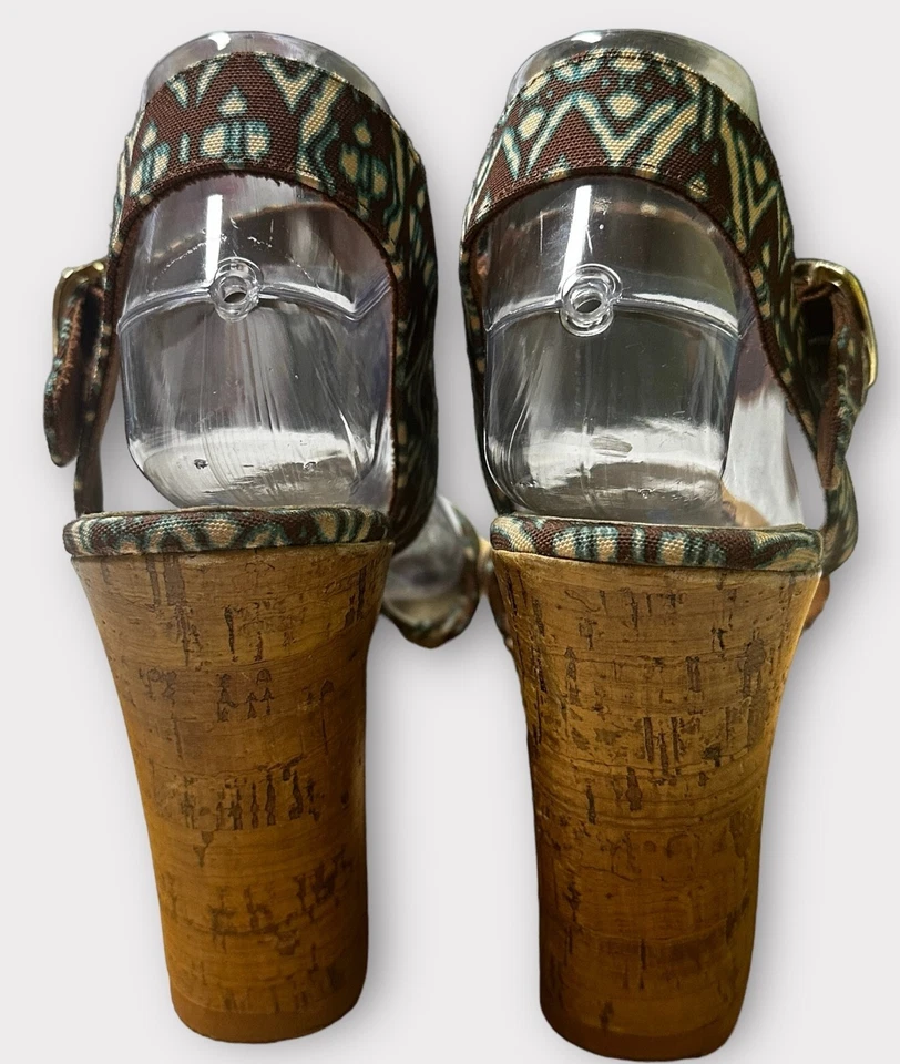 Christian Siriano Para Payless Zapatos de Cuña Corcho Punta Abierta Talla 9 1/2 Hebilla Correas Foto 3 de 4