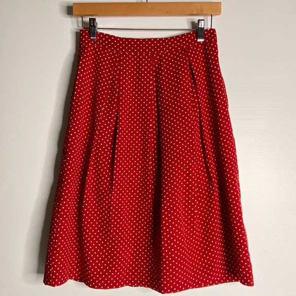 Portmans Skirt Women 8 Knee Length Red White Spots Lined Pleated Retro Preppy