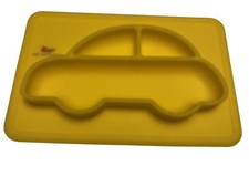 Yellow Car Shaped Silicone Divided Placemat for Children and Infants Platemat