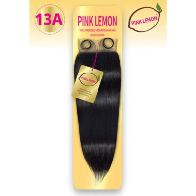 15a Pink Lemon Unprocessed Virgin Remi Hair Closure - 4x4 Straight 14''