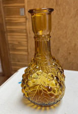 EMPOLI AMBER PRESSED Glass Embossed Grapes Decanter or Vase NO STOPPER 9.5"