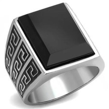 Mens silver onyx ring signet