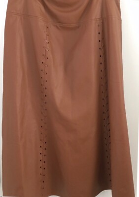 Athena Marie Size Large Tan Faux Leather Long Skirt NWT