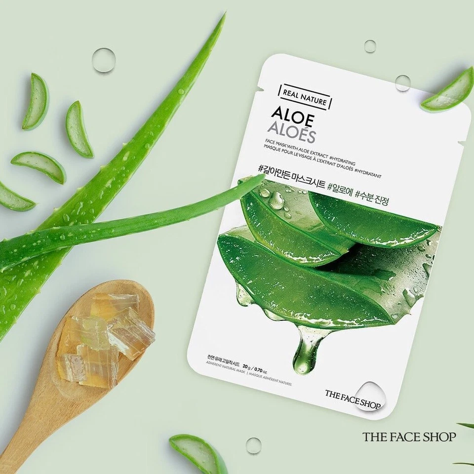 4 Packungen @20 Gramm Real Nature Aloe Vera Extrakt Maske Blatt kostenloser Versand - Bild 4 von 4