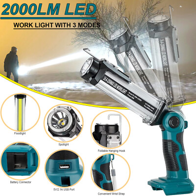 LED Flashlight Work Light Power for Makita Battery Handheld Spotlight Desk Lamp