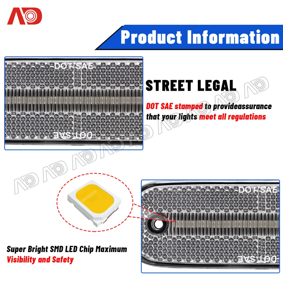 For Infiniti G20 P10 91-96 P11 99-02 4pcs LED Side Marker Lights Amber Red Lamp - Image 3 of 4