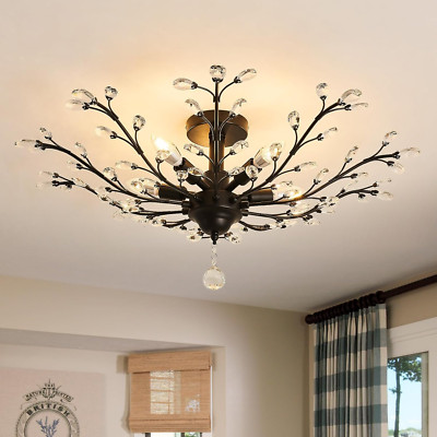 Candelabro Lampara De Araña Luces Floral Cristal Para Sala Cocina Techo Modernos