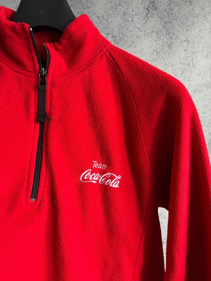 Coca Cola Team Fleece 1/4 Zip Sweatshirt Jacket Red men’s size M Long sleeve - Image 3 of 4