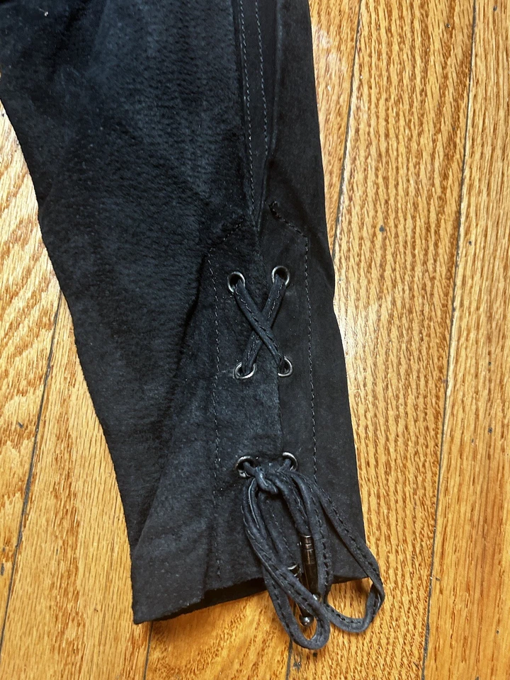 Chaqueta de motocicleta vintage Bermans de cuero gamuza recortada flecos occidentales para mujer’s S Foto 3 de 4