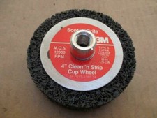 4" Scotch Brite 3M Clean N Strip Cup Wheel M-14 Thread Extra Course New T476