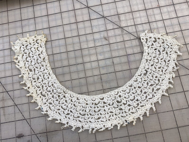 Lot 2 Crocheted Collars And 1 Cream And Pink Doily