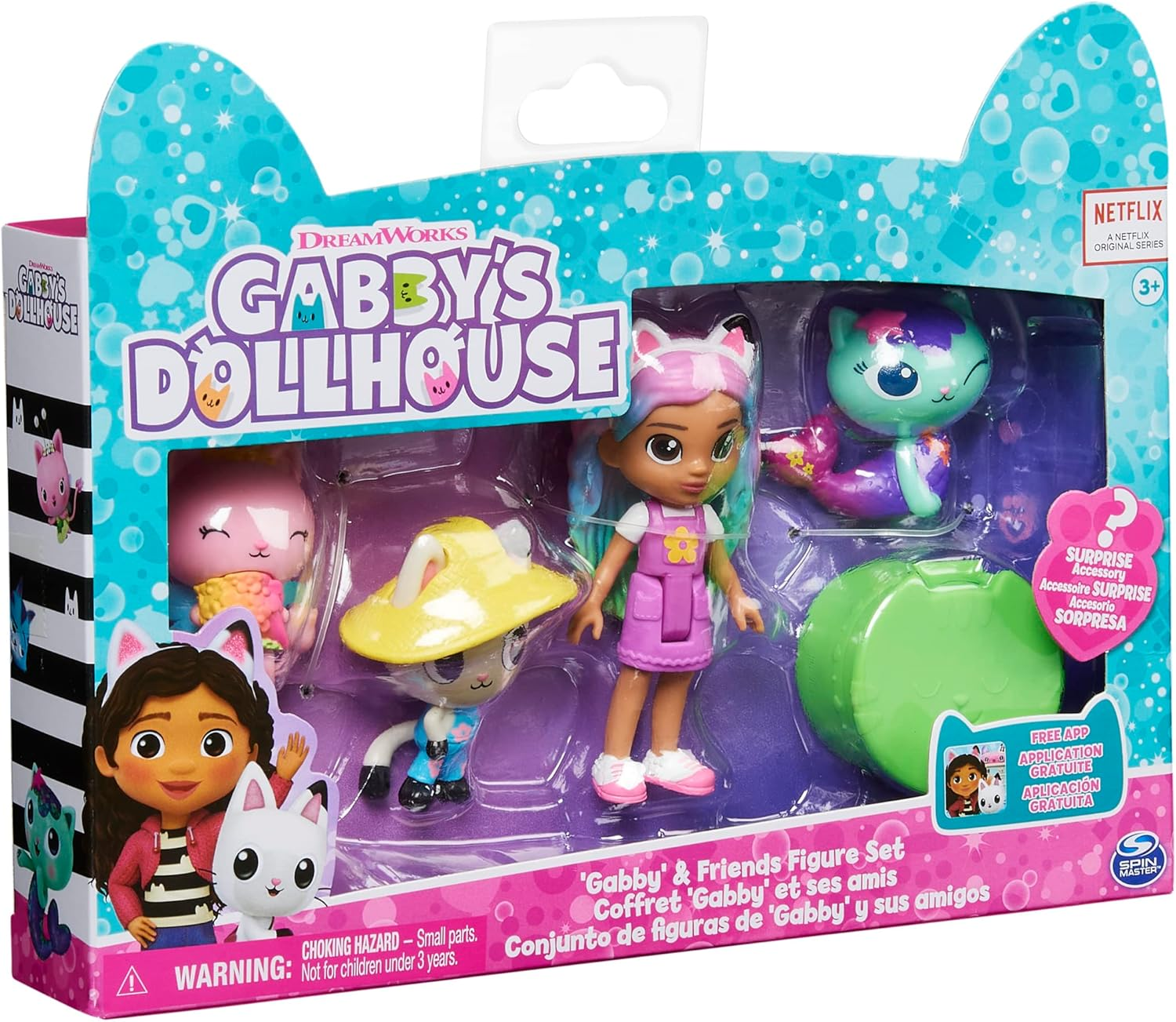 Gabby's Dollhouse Figure Set with Rainbow Gabby Doll and 3 Friends Toys