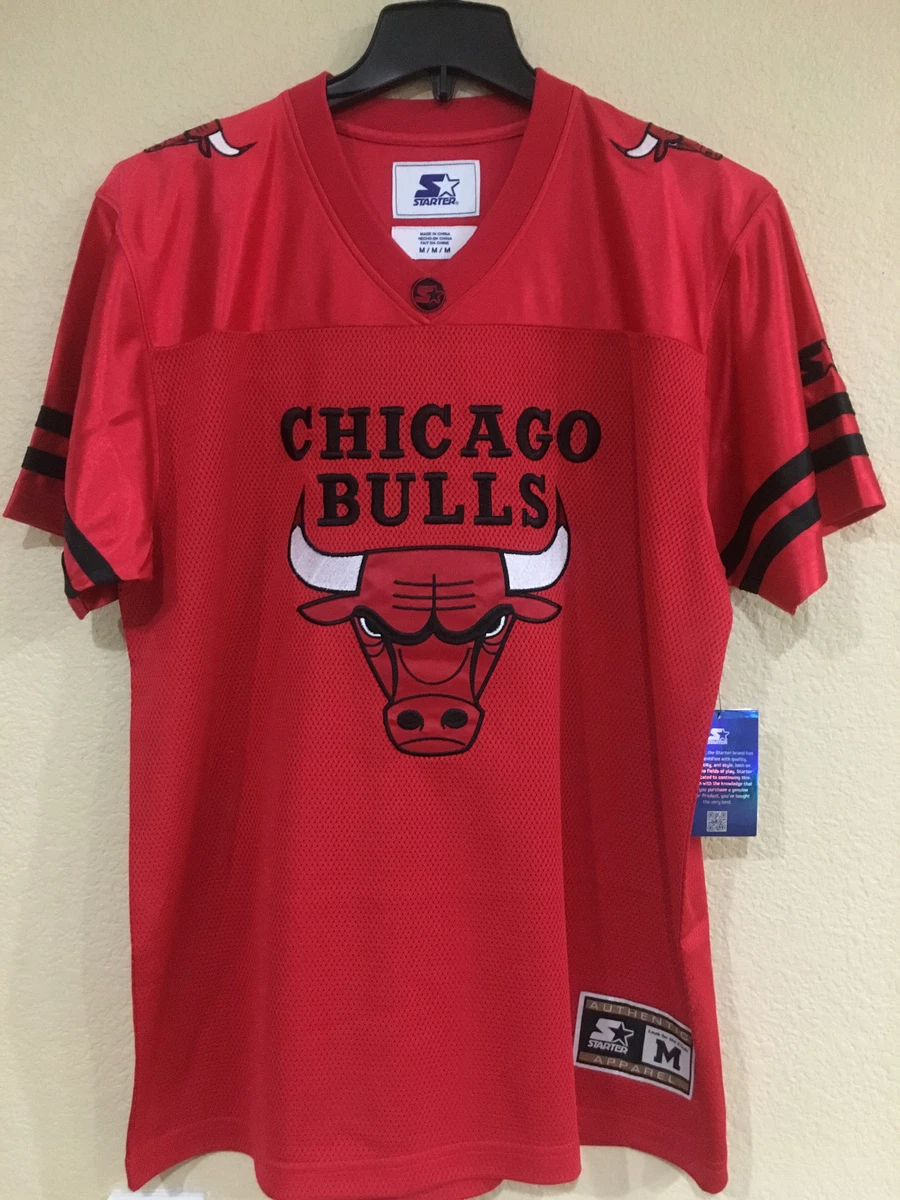 Chicago BULLS Football Men's Jersey by STARTER - Red Color Jersey - NBA  Licensed