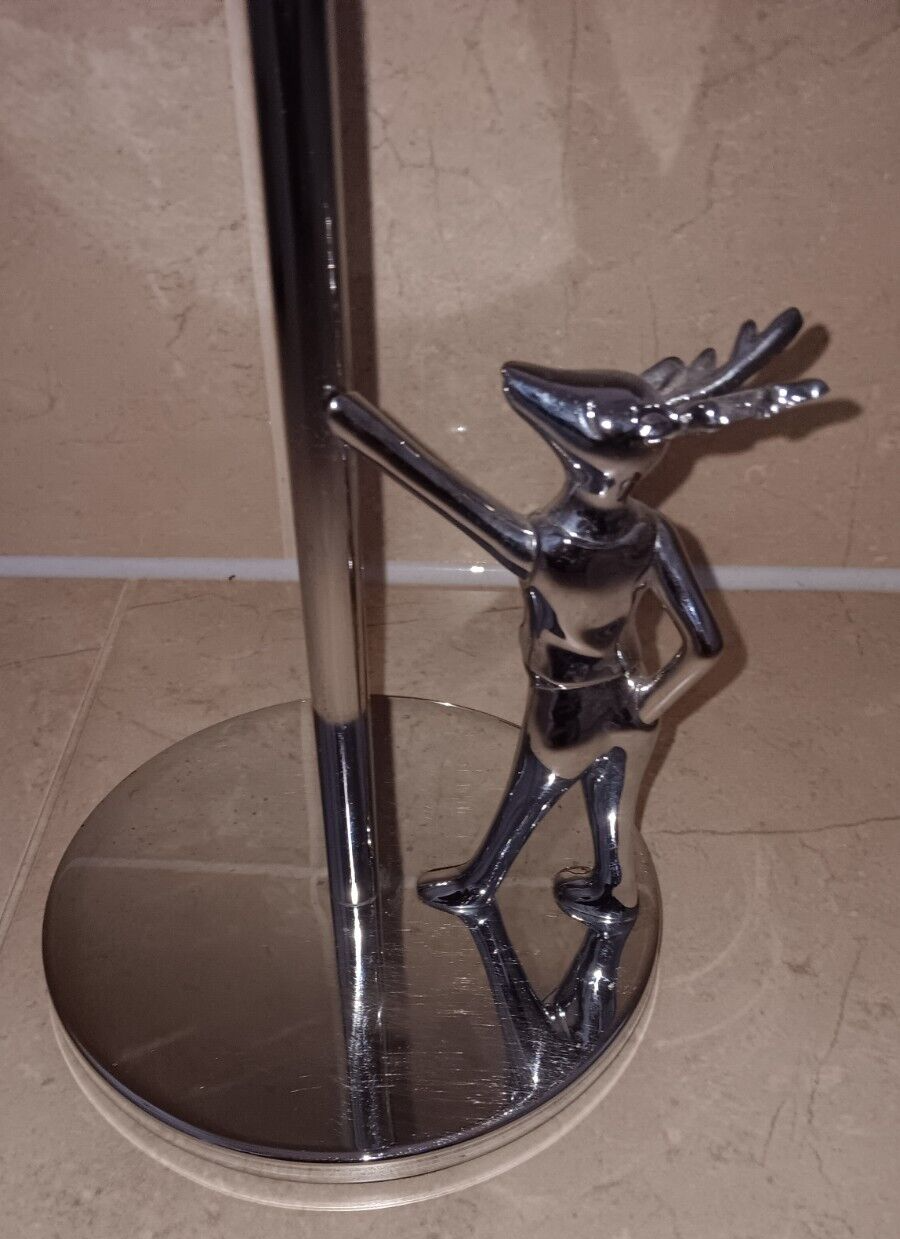 Pottery Barn Silver Chrome Reindeer Holiday Countertop Kitchen Towel