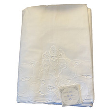 White Eyelet King Size Bed Ruffle 78" X 80" New