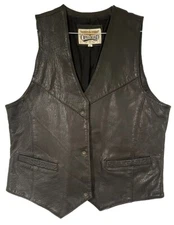 VINTAGE OPEN ROAD 100% REAL LEATHER VEST,  MENS SIZE LARGE