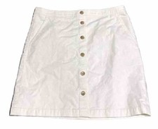 NWT J. Crew Cream Stretch Ribbed Corduroy Button Up A-Line Skirt Size 12 Large