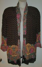 CAROLE LITTLE Womens Kimono Style JACKET 14 BEADED TIES Lined