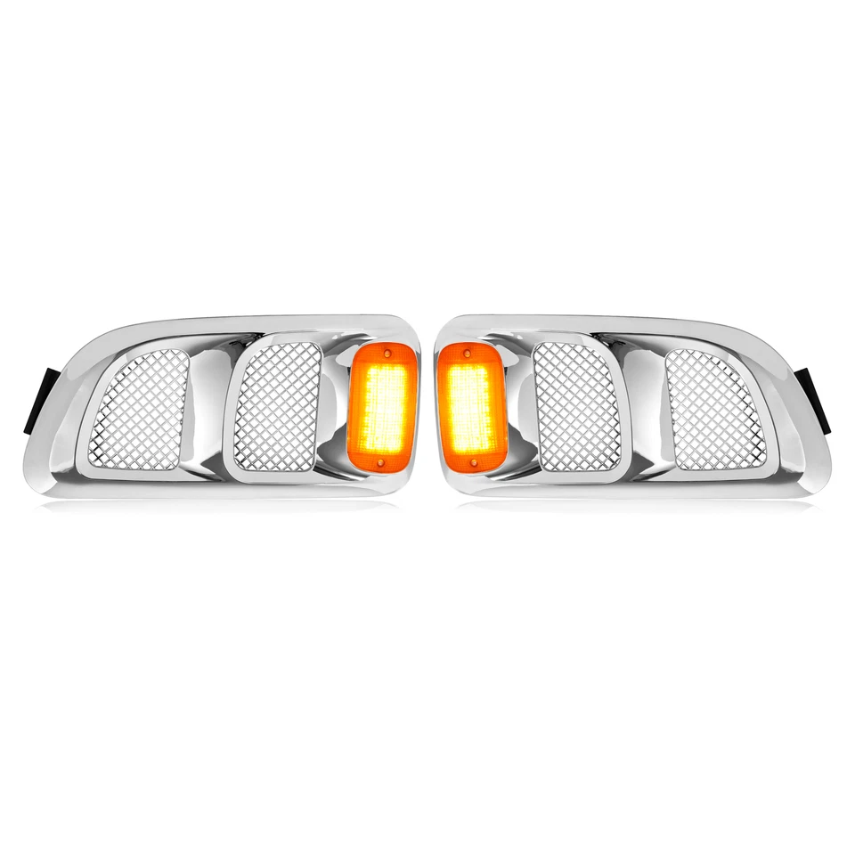 Pair Hood Side Vents Silvery Air Intake Trim Fit 1997-2009 Sterling Truck - Image 4 of 4