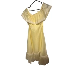 Lorrie Deb Vintage Yellow Long Dress Ruffles Size 9/10