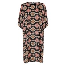 Masai Geo Print Tunic Dress Black Size M short sleeved relaxed fit work casual