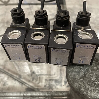 (4) INFICON FL-9496 BALZERS SOLENOID COIL, VIM105 250-031 24VDC 10W