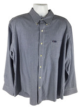 Chaps Men's XXL Long Sleeve Blue Plaid Cotton Button-Down Shirt