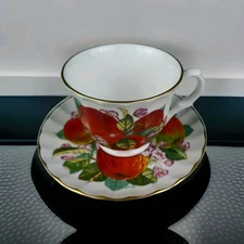 Crown Trent Pattern CNT17 - Footed Cup & Saucer Set - Apples - HARD TO FIND