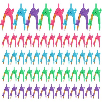 60 Pieces Compass Geometry Tool Multicolour Math Compass Drawing Compass for ...