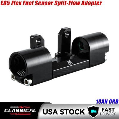 1PC E85 Flex Fuel Sensor Split-Flow Adapter -10AN ORB Aluminium Universal;