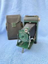 No 1 Pocket Kodak Junior Folding Camera with original case. Green. Beautiful