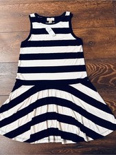LOFT Navy & White Striped Fit & Flare Dress