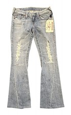 True Religion NWT Joey Vintage Y2K Low Rise Twisted Flare Jeans Size 28
