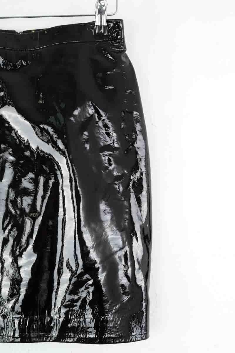 Mini jupe en cuir verni noire Saint Laurent XS